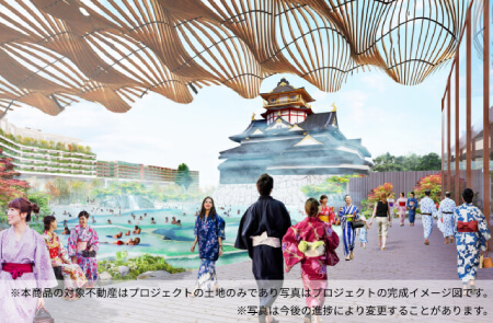 成田プロジェクト完成イメージ図、街並み写真